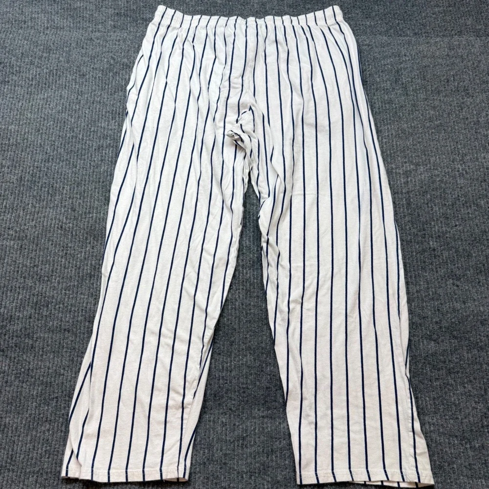 NY Yankees‎ White Navy Pinstripe Lounge Pants Women Large MLB Athleisure Jogger